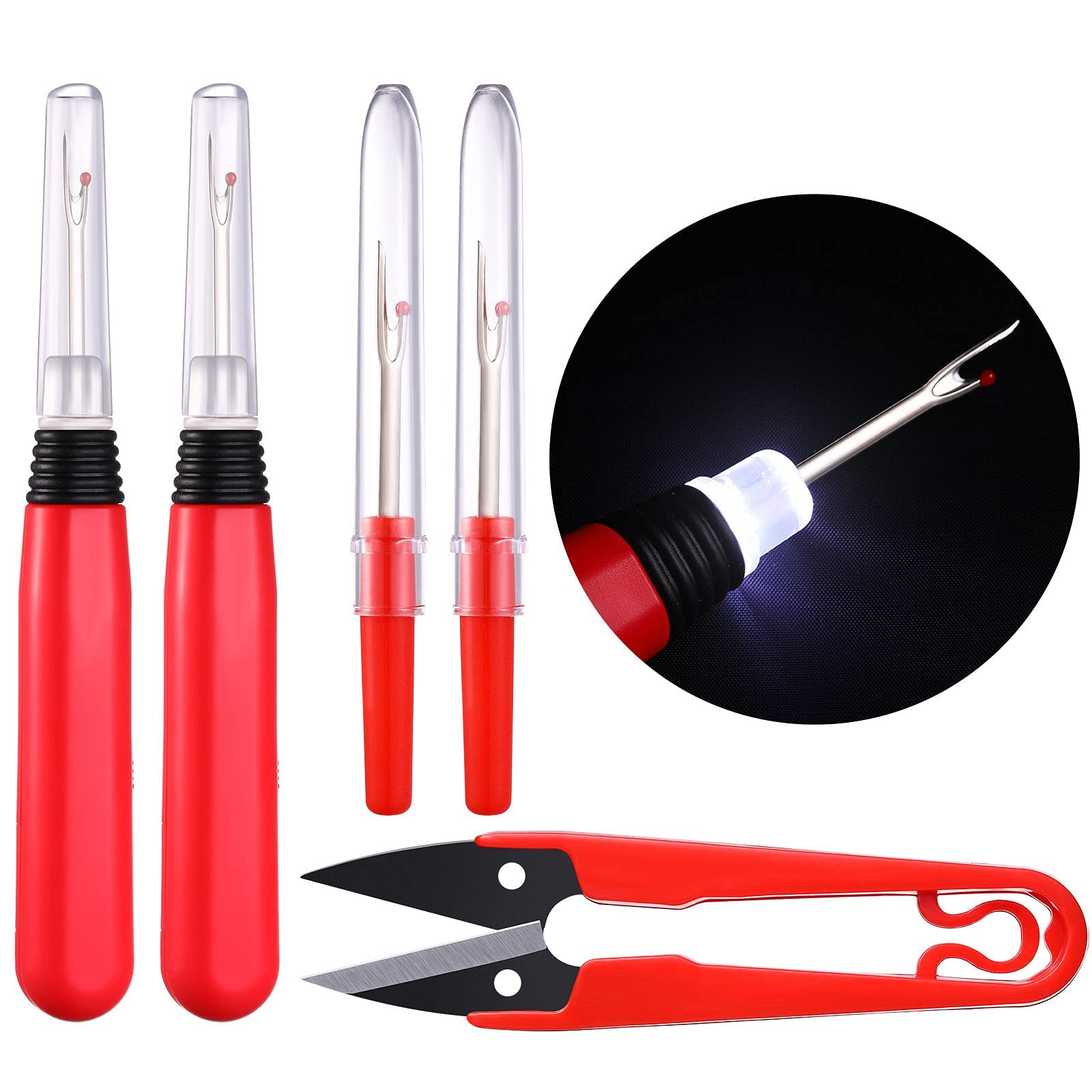 Zibuyu Women Embroidery Sewing Kit with 2 Piece of Large LED Seam Ripper and 2 Piece of Small Sewing Trimming Scissor for Sewing Crafting and Removing Thread Zibuyu Women Embroidery Sewing Kit with 2 Piece of Large LED Seam Ripper and 2 Piece of Small Sewing Trimming Scissor for Sewing Crafting and Removing Thread